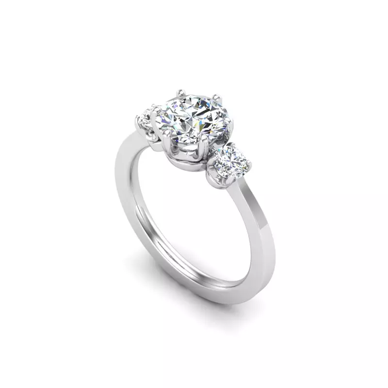 14K White Gold Kamryn Three Stone Ring Engagement Ring