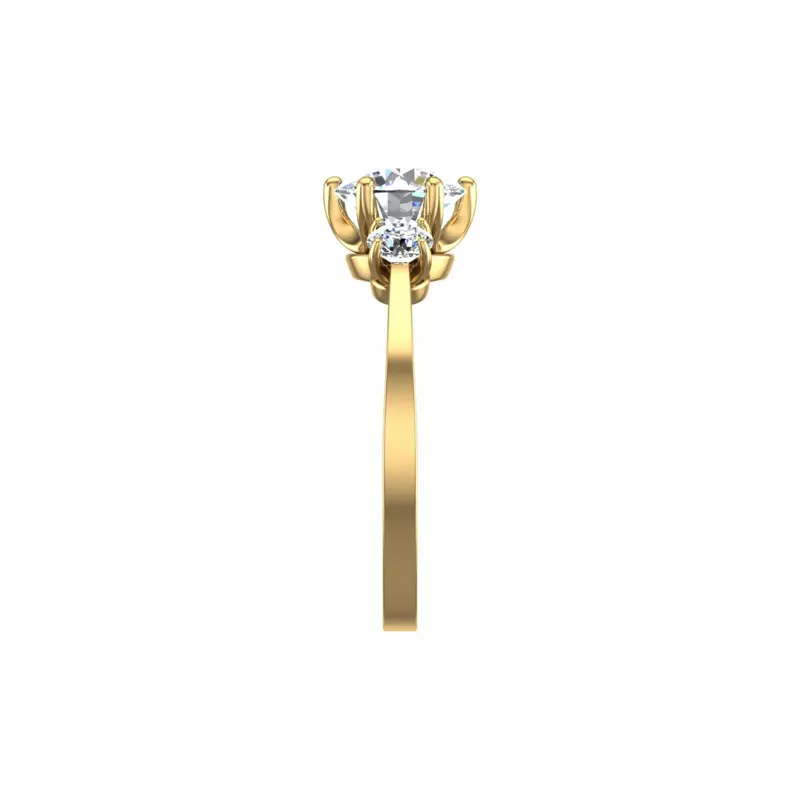 14K Yellow Gold Kamryn Three Stone Ring Engagement Ring