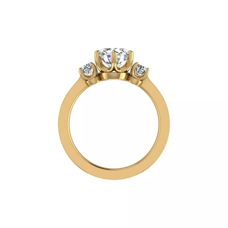 14K Yellow Gold Kamryn Three Stone Ring Engagement Ring