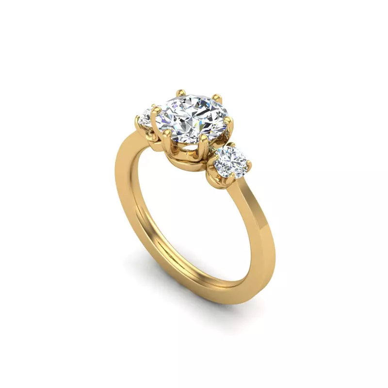 14K Yellow Gold Kamryn Three Stone Ring Engagement Ring