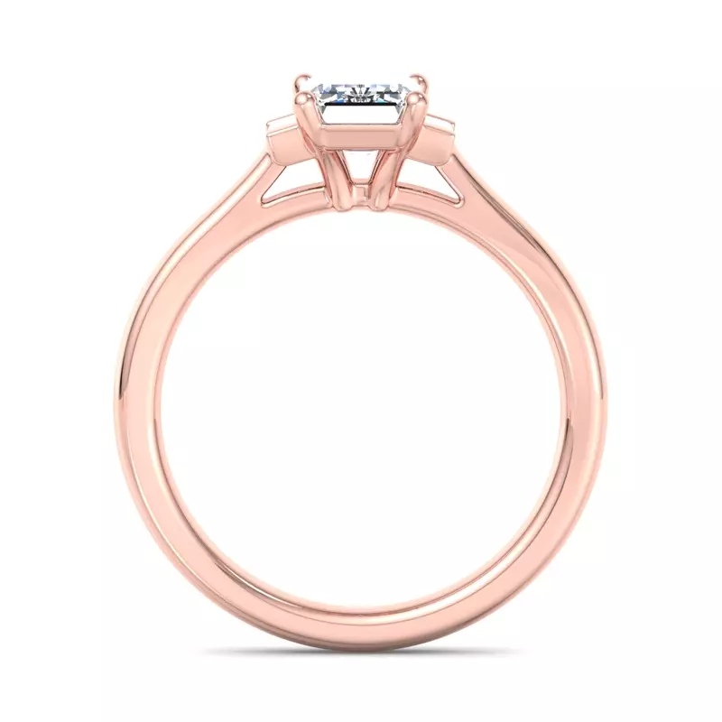 14K Rose Gold Mina Three-Stone Straight Baguette Engagement Ring