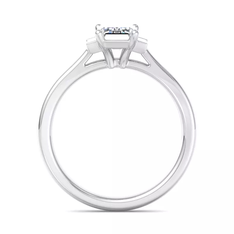 14K White Gold Mina Three-Stone Straight Baguette Engagement Ring