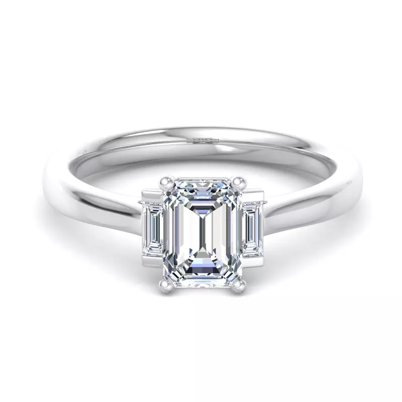 Mina Three-Stone Straight Baguette Engagement Ring
