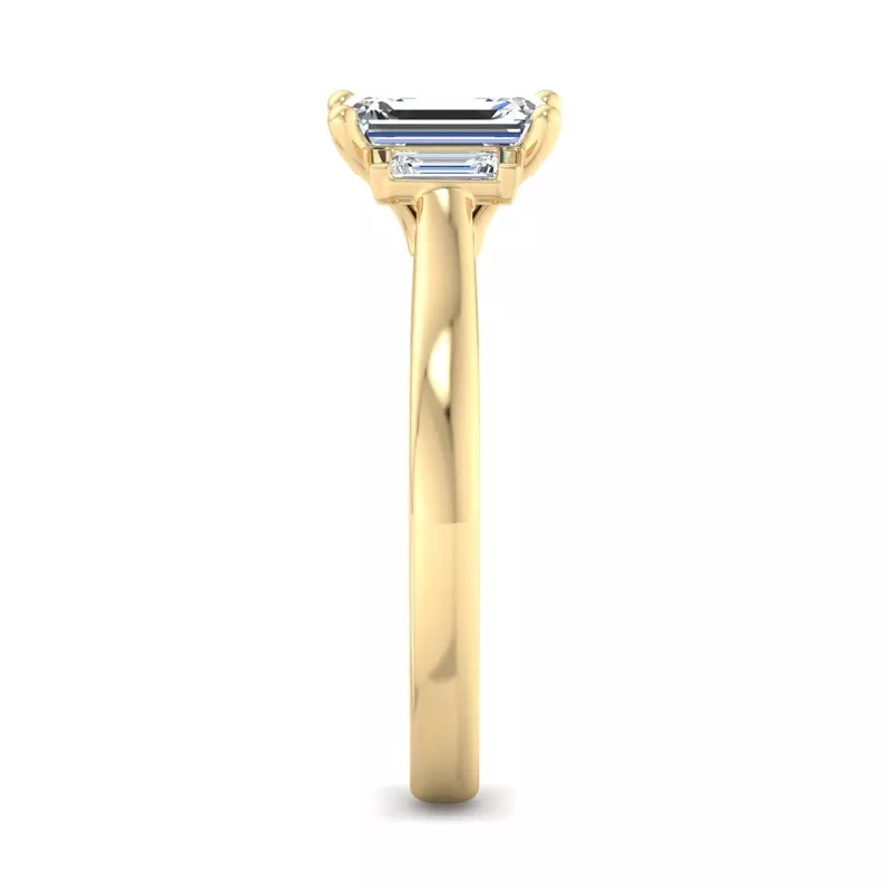 14K Yellow Gold Mina Three-Stone Straight Baguette Engagement Ring