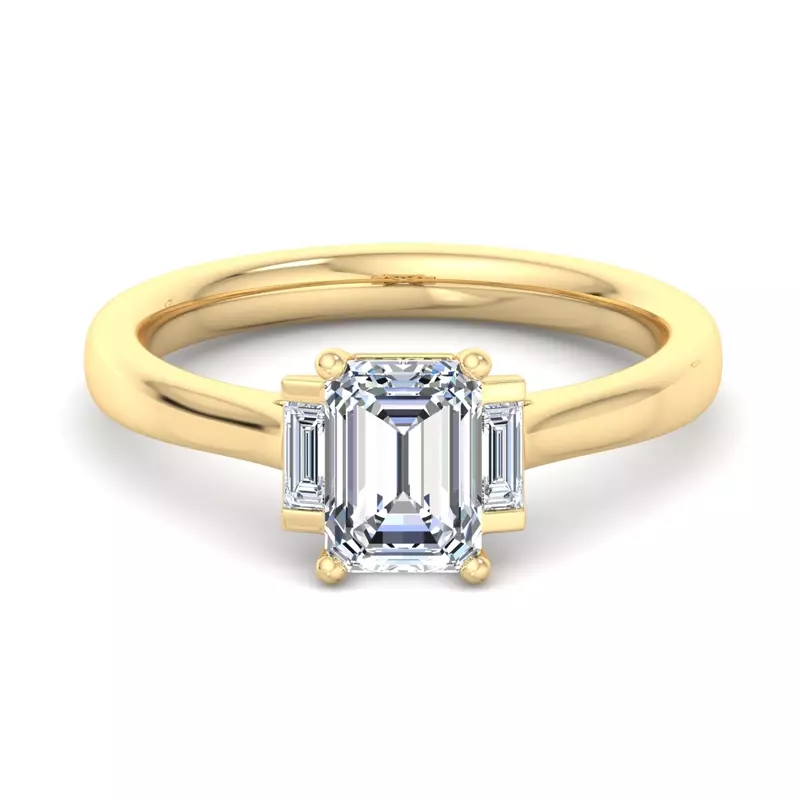Mina Three-Stone Straight Baguette Engagement Ring