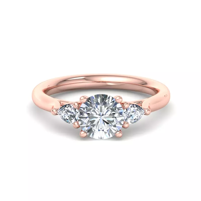 14K Rose Gold Aleena Classic Pear Three-Stone Engagement Ring