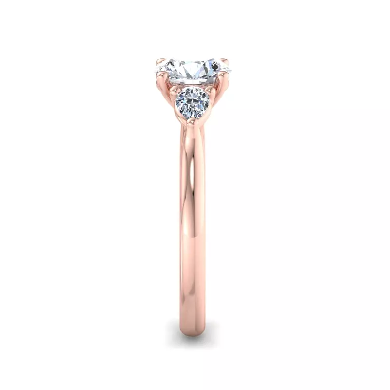 14K Rose Gold Aleena Classic Pear Three-Stone Engagement Ring