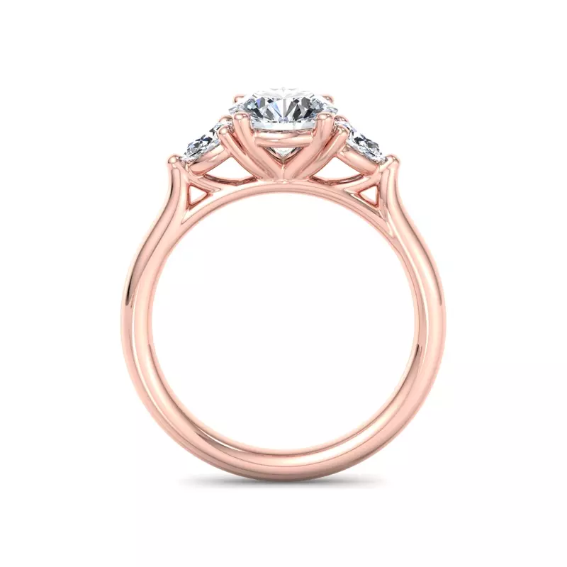 14K Rose Gold Aleena Classic Pear Three-Stone Engagement Ring