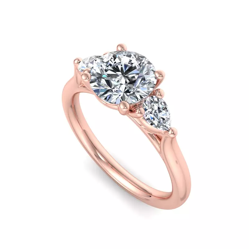 14K Rose Gold Aleena Classic Pear Three-Stone Engagement Ring