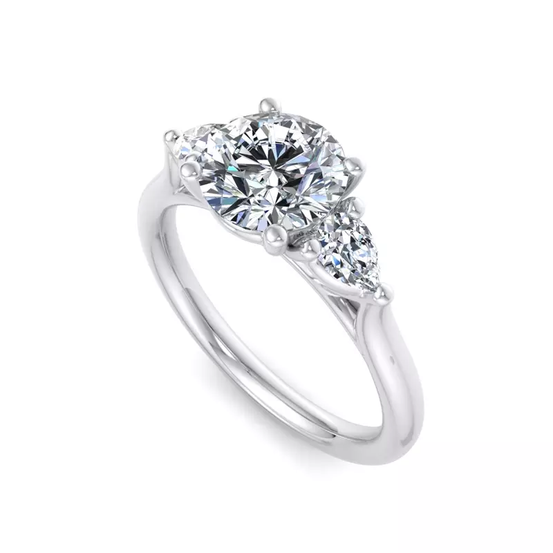 18K White Gold Aleena Classic Pear Three-Stone Engagement Ring