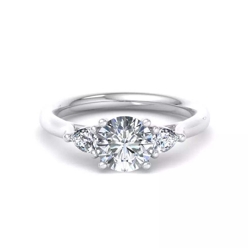 18K White Gold Aleena Classic Pear Three-Stone Engagement Ring