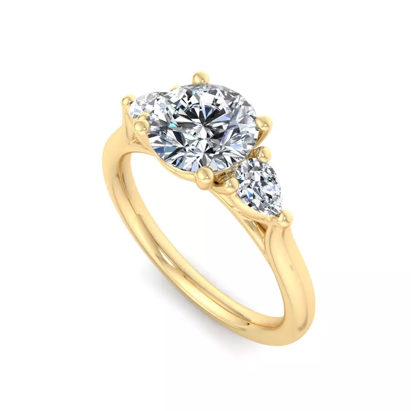 18K Yellow Gold Aleena Classic Pear Three-Stone Engagement Ring
