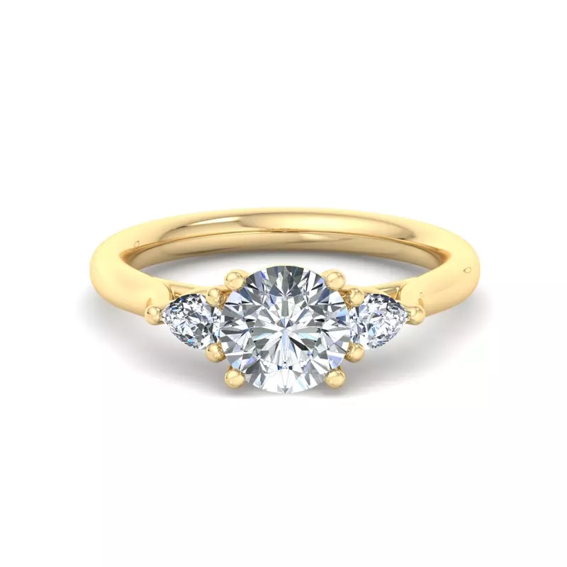 18K Yellow Gold Aleena Classic Pear Three-Stone Engagement Ring