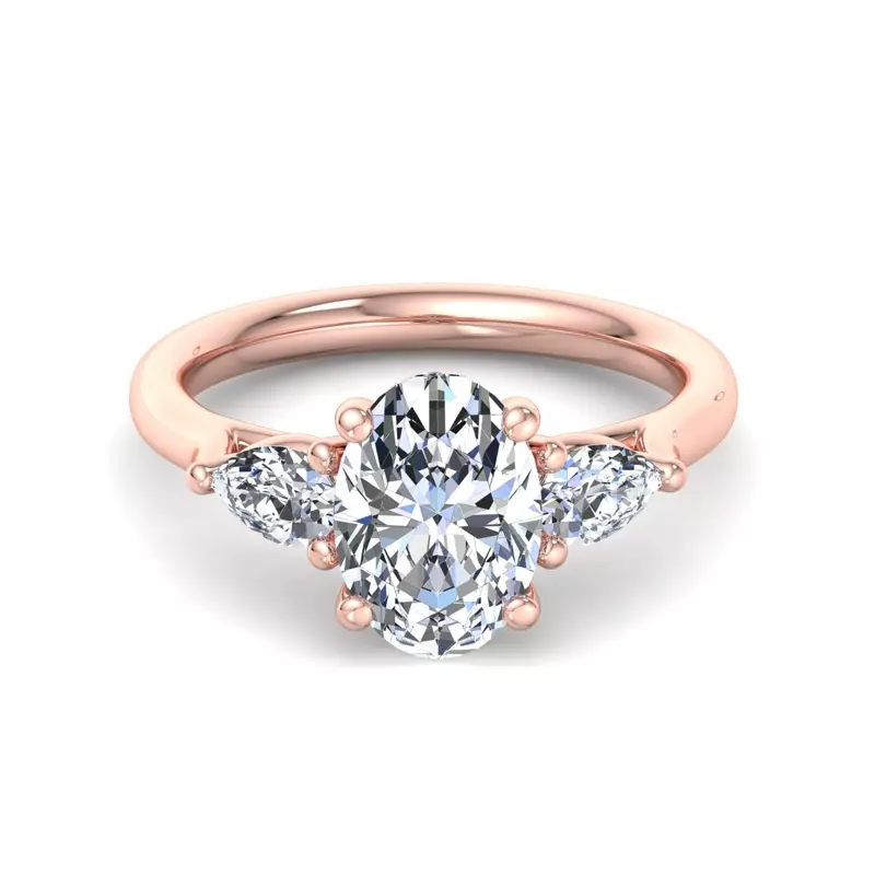 14K Rose Gold Alia Classic Pear Three-Stone Engagement Ring