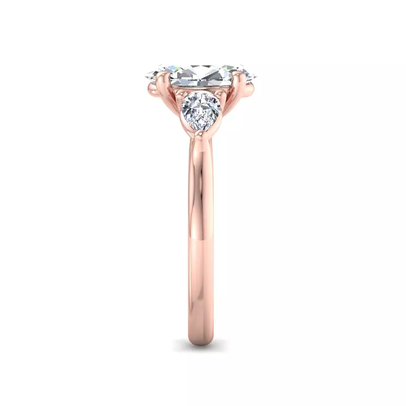 14K Rose Gold Alia Classic Pear Three-Stone Engagement Ring