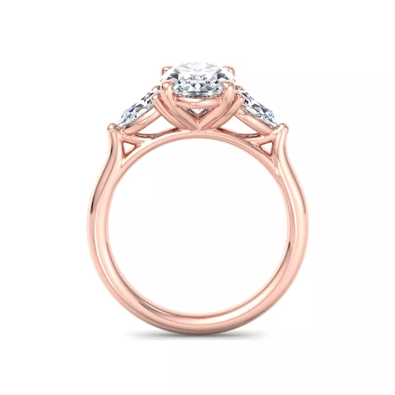 14K Rose Gold Alia Classic Pear Three-Stone Engagement Ring