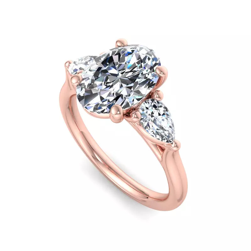 14K Rose Gold Alia Classic Pear Three-Stone Engagement Ring