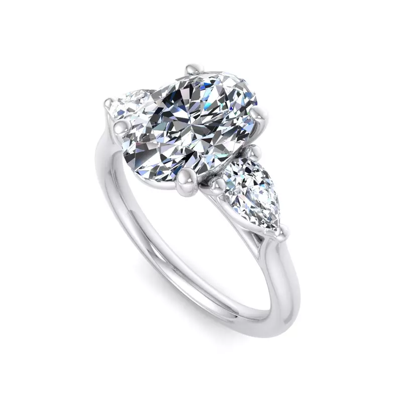 14K White Gold Alia Classic Pear Three-Stone Engagement Ring