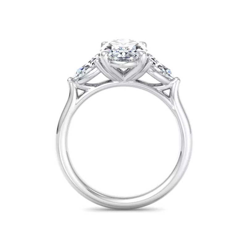 18K White Gold Alia Classic Pear Three-Stone Engagement Ring