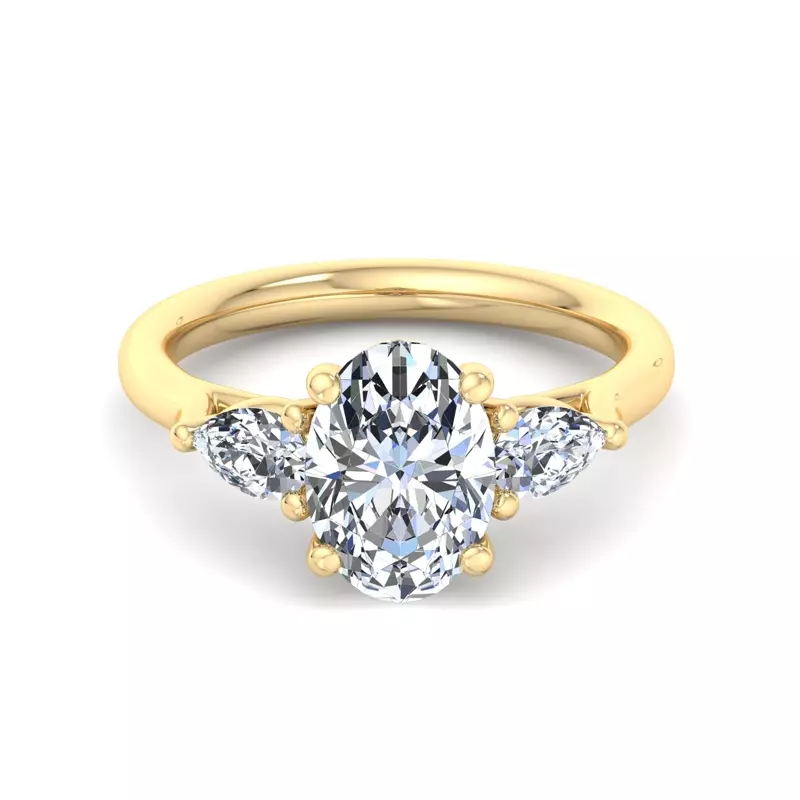 18K Yellow Gold Alia Classic Pear Three-Stone Engagement Ring