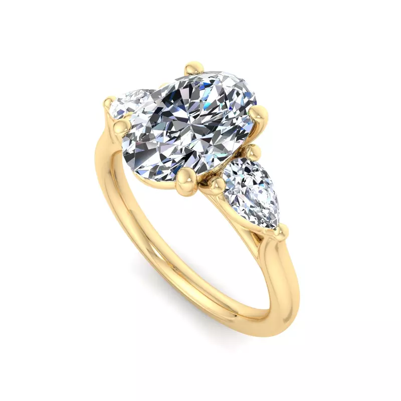 18K Yellow Gold Alia Classic Pear Three-Stone Engagement Ring