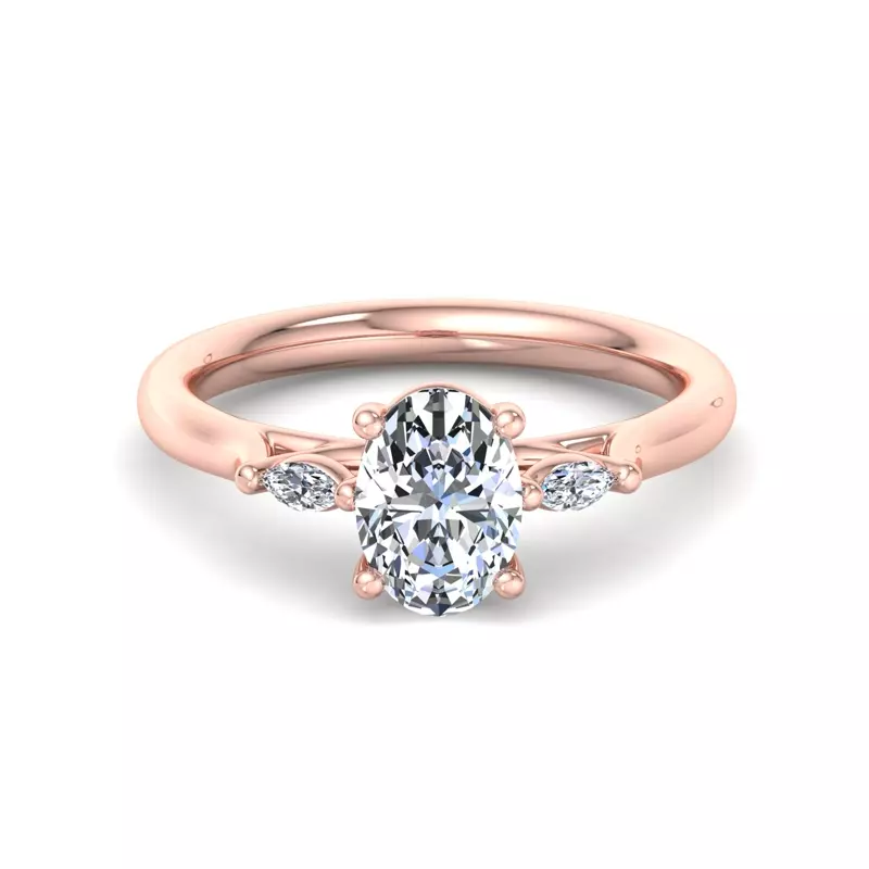 14K Rose Gold Frankie Three-Stone Marquise Engagement Ring