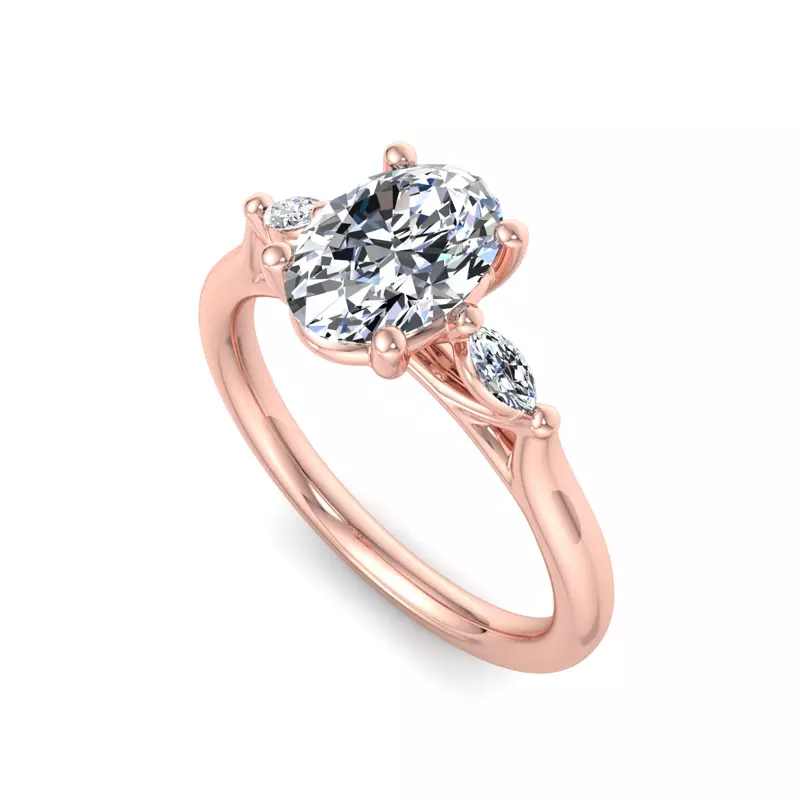 14K Rose Gold Frankie Three-Stone Marquise Engagement Ring