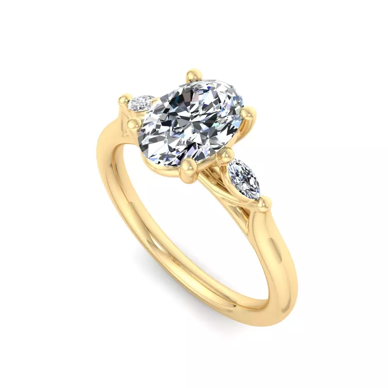 14K Yellow Gold Frankie Three-Stone Marquise Engagement Ring
