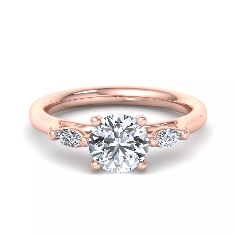 14K Rose Gold Ellis Three-Stone Marquise Engagement Ring