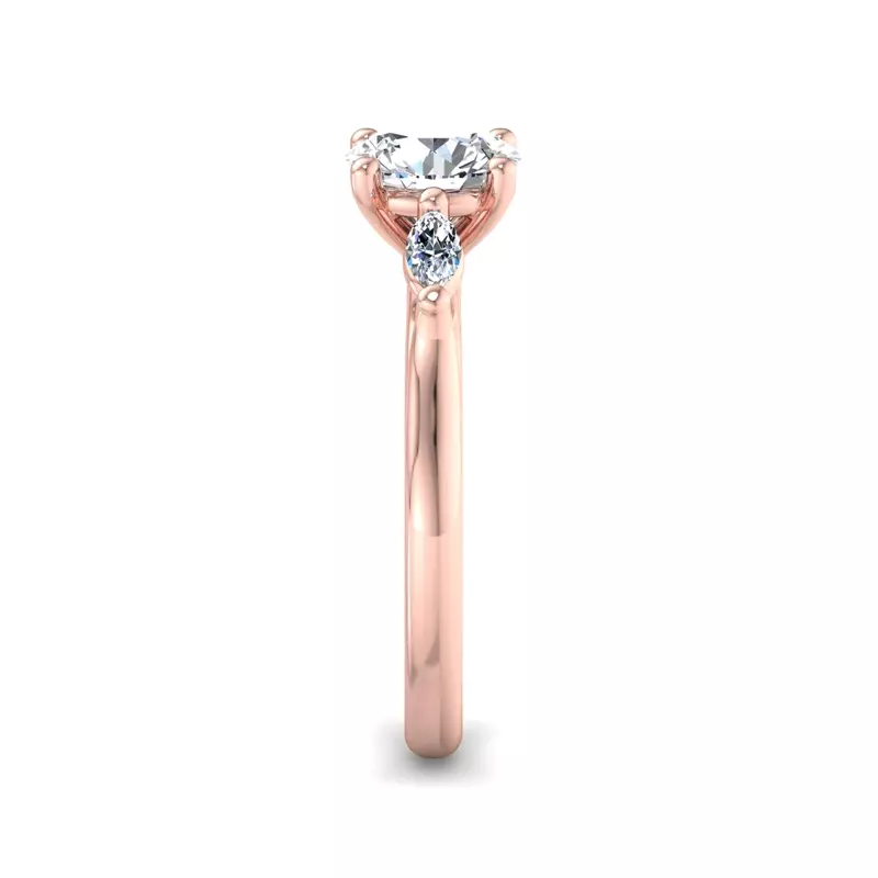 14K Rose Gold Ellis Three-Stone Marquise Engagement Ring
