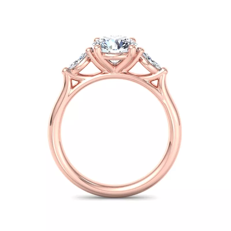 14K Rose Gold Ellis Three-Stone Marquise Engagement Ring