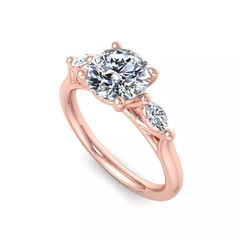 14K Rose Gold Ellis Three-Stone Marquise Engagement Ring