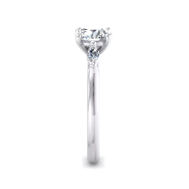 14K White Gold Ellis Three-Stone Marquise Engagement Ring