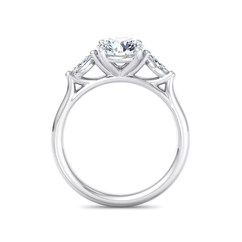 14K White Gold Ellis Three-Stone Marquise Engagement Ring