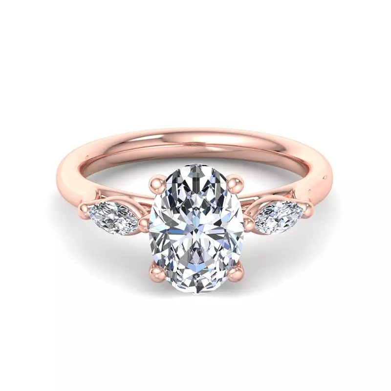 14K Rose Gold Kathryn Three-Stone Marquise Engagement Ring