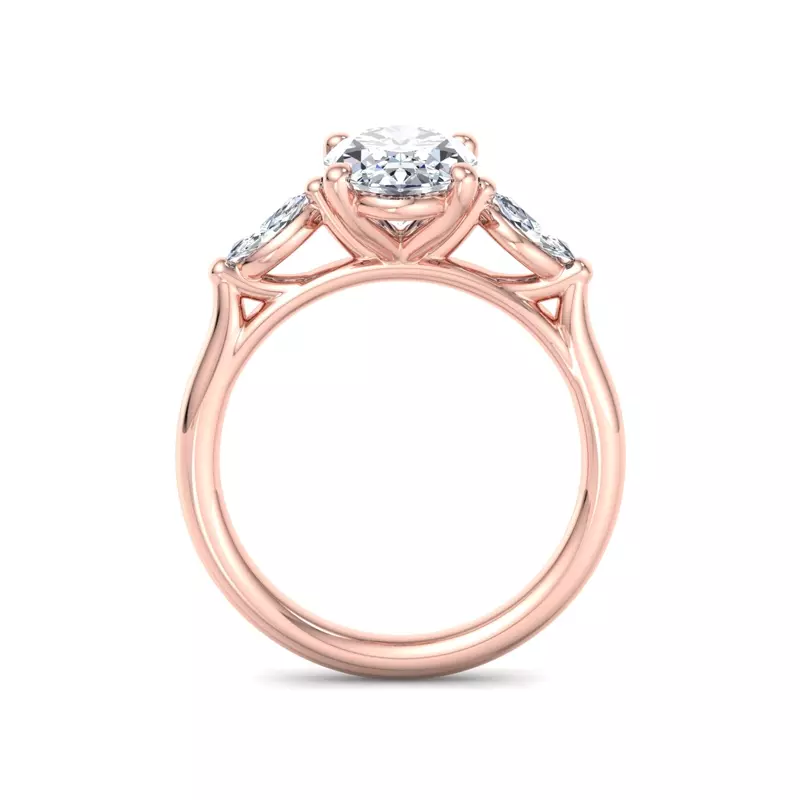 14K Rose Gold Kathryn Three-Stone Marquise Engagement Ring