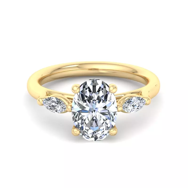 14K Yellow Gold Kathryn Three-Stone Marquise Engagement Ring