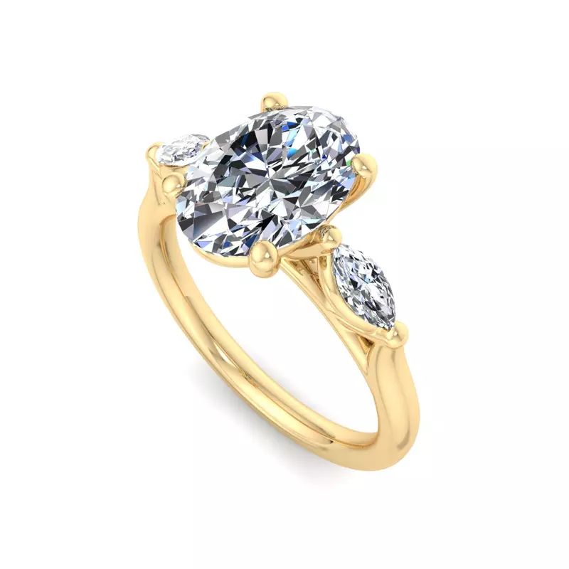 14K Yellow Gold Kathryn Three-Stone Marquise Engagement Ring