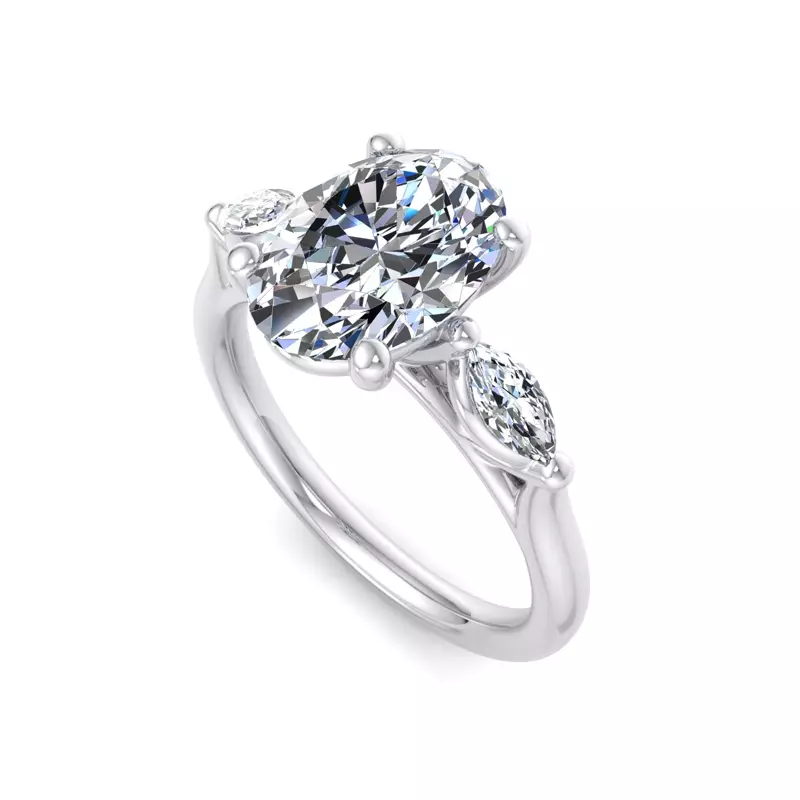 Platinum Kathryn Three-Stone Marquise Engagement Ring