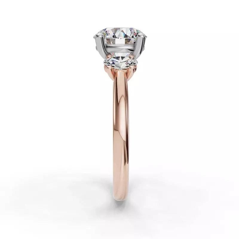 14K Rose Gold Valette Oval Three-Stone Engagement Ring