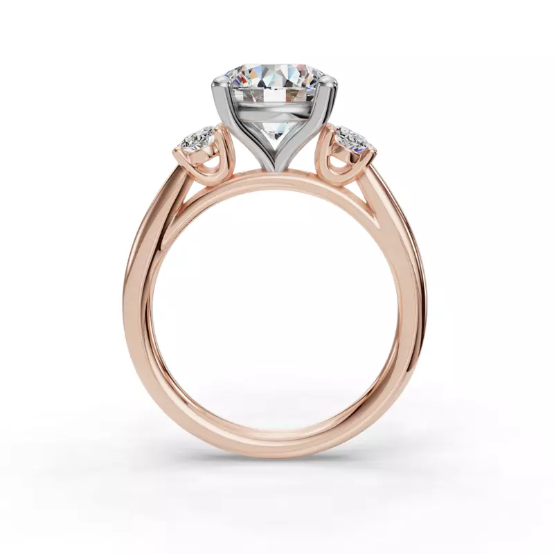 14K Rose Gold Valette Oval Three-Stone Engagement Ring