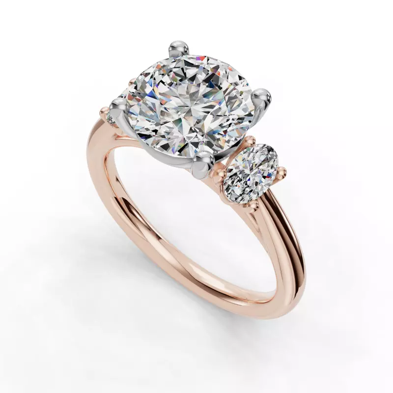 14K Rose Gold Valette Oval Three-Stone Engagement Ring