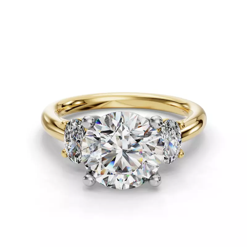 14K Yellow Gold Valette Oval Three-Stone Engagement Ring