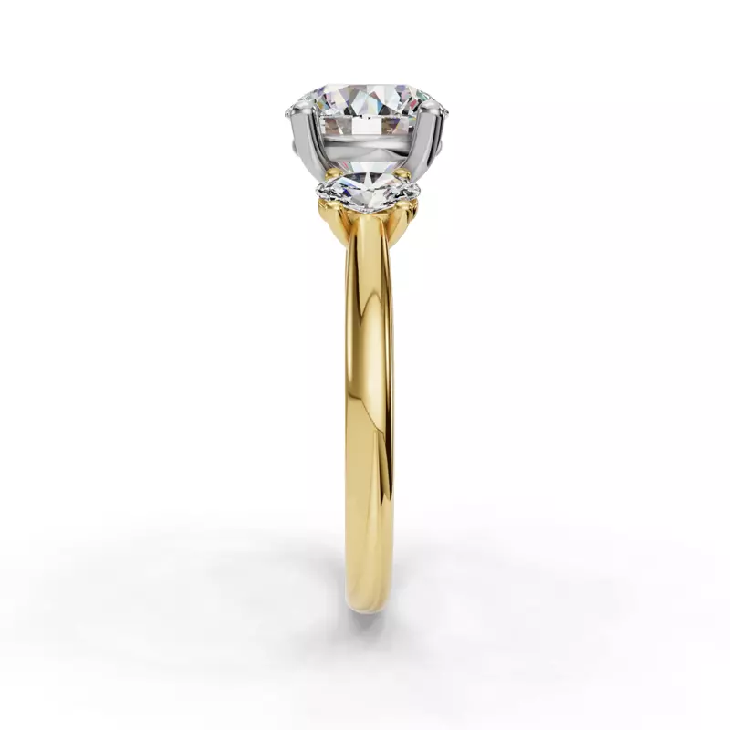 14K Yellow Gold Valette Oval Three-Stone Engagement Ring