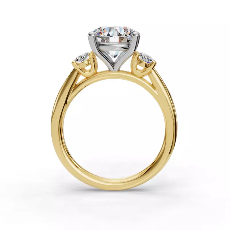 14K Yellow Gold Valette Oval Three-Stone Engagement Ring