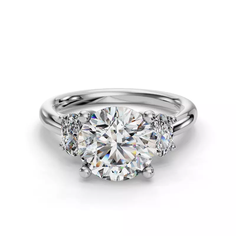 Platinum Valette Oval Three-Stone Engagement Ring