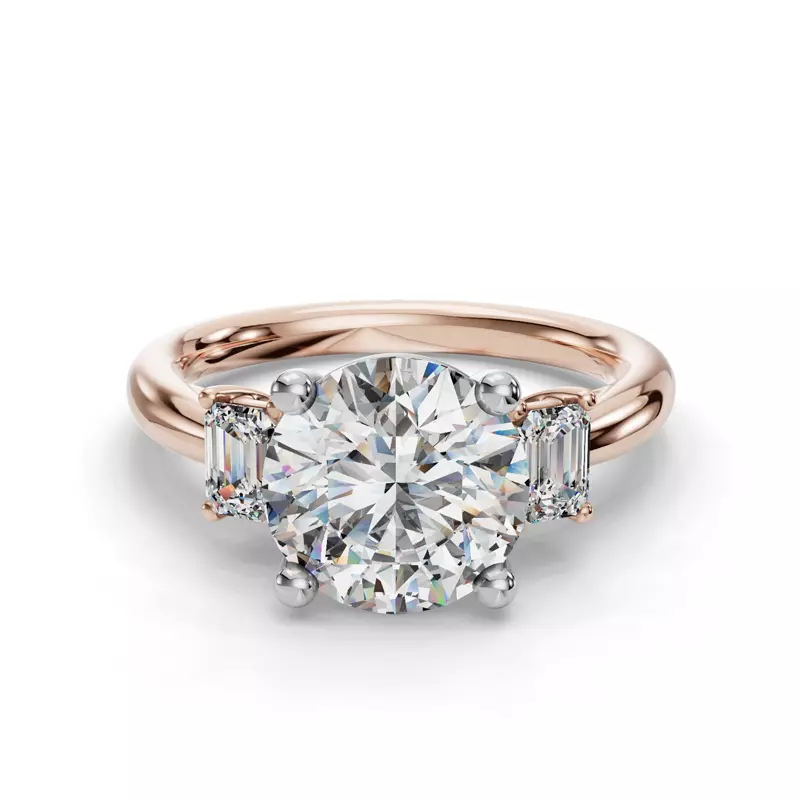 Valette Emerald Three-Stone Engagement Ring