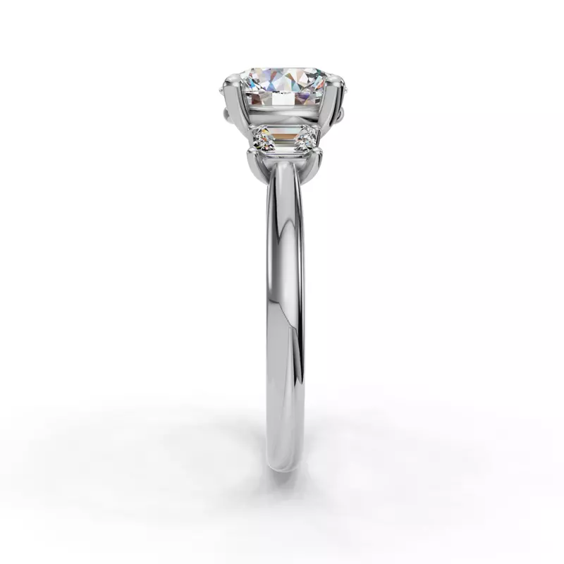 Platinum Valette Emerald Three-Stone Engagement Ring