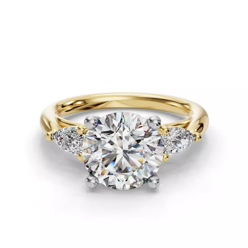 14K Yellow Gold Valette Pear Three-Stone Engagement Ring