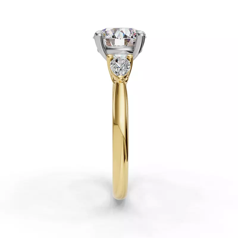 14K Yellow Gold Valette Pear Three-Stone Engagement Ring